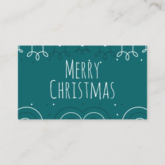 Blauwgroen kerstfeest plaatskaartje (Achterkant)