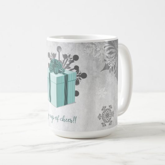 Blauwgroen kerstfeestdag Mok (Voorkant rechts)