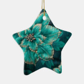Blauwgroen kerstfeestdag Poinsettia Keramisch Ornament (Rechts)
