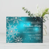 Blauwgroen kerstfeestdag voor kristalsnowflake kaart (Staand voorkant)