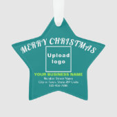 Blauwgroen kerstfeestjes met groene draagster ornament (voorkant)