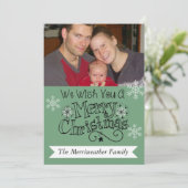 Blauwgroen kerstfoto feestdag Kaart (Staand voorkant)