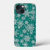 Blauwgroen kerstgroen sneeuwvlokpatroon Case-Mate iPhone case (Achterkant)