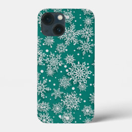 Blauwgroen kerstgroen sneeuwvlokpatroon Case-Mate iPhone case