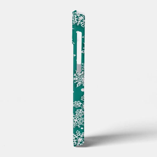 Blauwgroen kerstgroen sneeuwvlokpatroon Case-Mate iPhone case (Achterkant / Links)