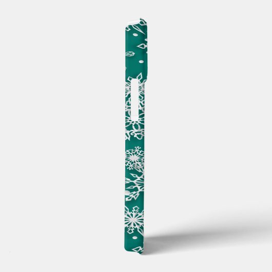 Blauwgroen kerstgroen sneeuwvlokpatroon Case-Mate iPhone case (Achterkant / Rechts)