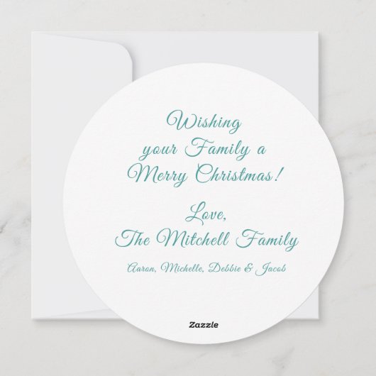 Blauwgroen kerstkaart op maat (Achterkant)