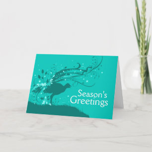 Blauwgroen kerstkaart voor grafisch lyrevogel feestdagen kaart