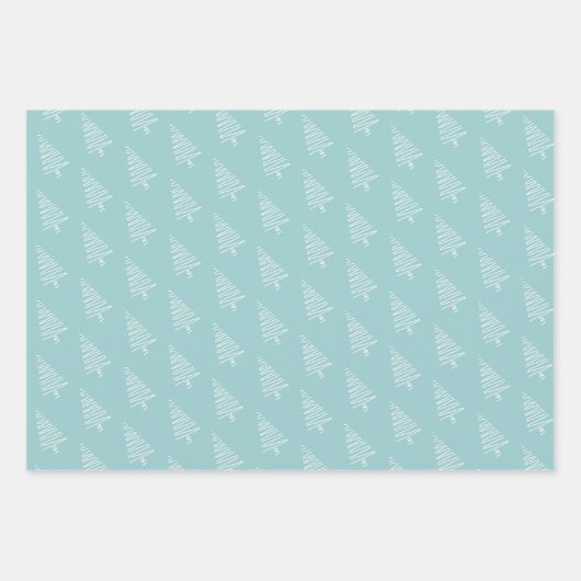 Blauwgroen kerstman en bomen inpakpapier vel (Voorkant 2)