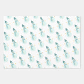 Blauwgroen kerstman en bomen inpakpapier vel (Voorkant)