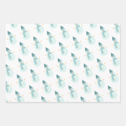 Blauwgroen kerstman en bomen inpakpapier vel (Voorkant)