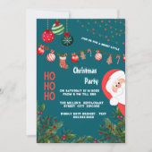 Blauwgroen Kerstman & Ornamenten Kerstfeest Kaart (Voorkant)