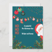 Blauwgroen Kerstman & Ornamenten Kerstfeest Kaart (Achterkant)