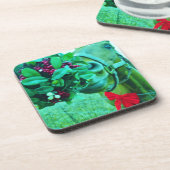 Blauwgroen kerstmannetje bier onderzetter (Linkerzijde)