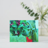 Blauwgroen kerstmannetje feestdagenkaart (Staand voorkant)