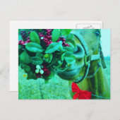 Blauwgroen kerstmannetje feestdagenkaart (Voorkant / Achterkant)