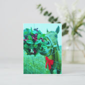 Blauwgroen kerstmannetje feestdagenkaart (Staand voorkant)