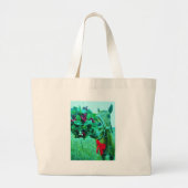 Blauwgroen kerstmannetje grote tote bag (Voorkant)