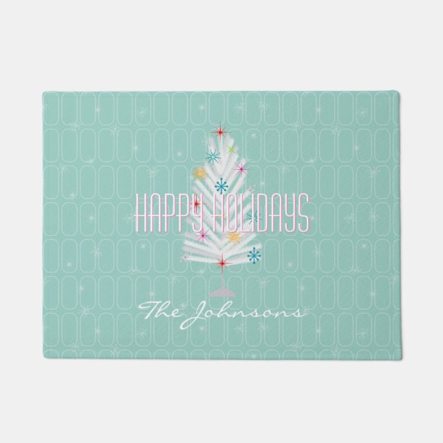 Blauwgroen Kerstmis met aluminium Deurmat (Voorkant)