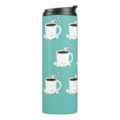 Blauwgroen kerstmis met de naam "Cute Hot Chocolat Thermosbeker (Gedraaid links)