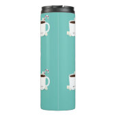 Blauwgroen kerstmis met de naam "Cute Hot Chocolat Thermosbeker (Achterkant)