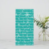  Blauwgroen Kerstmis Muziekblad Feestdagenkaart (Staand voorkant)