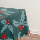 Blauwgroen kerstontwerp voor Red Holly en Berries Tafelkleed (Voorbeeld)