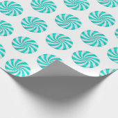 Blauwgroen kerstpapier met hard Snoep Cadeaupapier (Hoek)