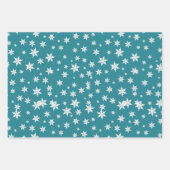 Blauwgroen kerstpatroon met Mittens en Snowflake Inpakpapier Vel (Voorkant 3)