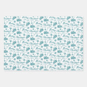 Blauwgroen kerstpatroon met Mittens en Snowflake Inpakpapier Vel (Voorkant)