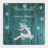 Blauwgroen kerstreïndustriaal baklabel labels (Design 1)