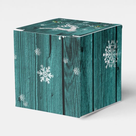 Blauwgroen kerstrendierenkast bedankdoosjes (Voorkant Zijde)