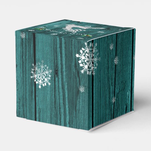 Blauwgroen kerstrendierenkast bedankdoosjes (Achterkant)