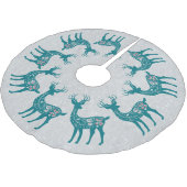 Blauwgroen kerstrendierpatroonzilver Glitter Kerstboom Rok (Gekanteld)