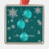Blauwgroen kerstsierfeestdag Ornament (Voorkant)