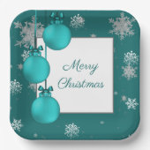 Blauwgroen kerstsierpapier Bord (Voorkant)