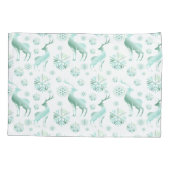 Blauwgroen kerstsmidsvlokken en rendieren kussensloop (Achterkant)