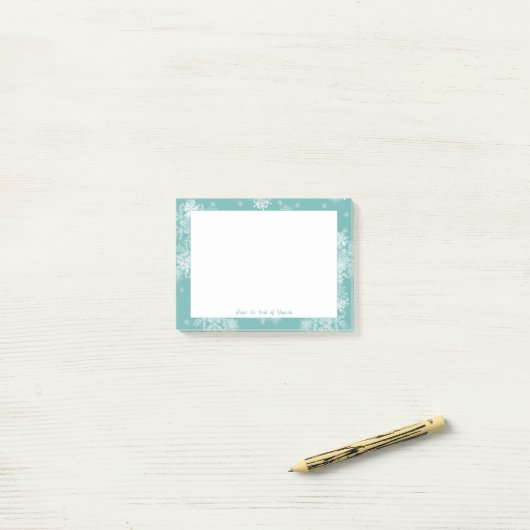 Blauwgroen kerstsnowflakes Aangepaste notities Post-it® Notes (Op bureau)
