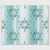 Blauwgroen kerstsnowflakes cadeaupapier (Vlak)