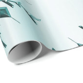 Blauwgroen kerstsnowflakes cadeaupapier (Rol Hoek)