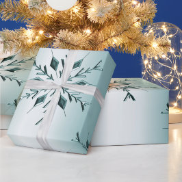 Blauwgroen kerstsnowflakes cadeaupapier