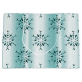 Blauwgroen kerstsnowflakes groot cadeauzakje (Voorkant)