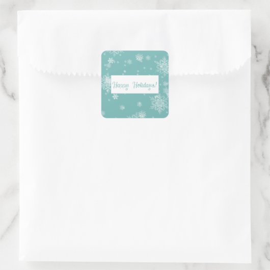 Blauwgroen kerstsnowflakes vierkante sticker (Tas)