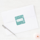 Blauwgroen kerstsnowflakes vierkante sticker (Envelop)
