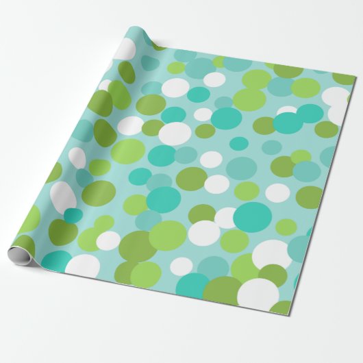 Blauwgroen kerststippen inpakpapier (Uitgerold)