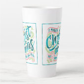 Blauwgroen  kersttypografie ID441 Latte Mok (Voorkant)