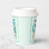 Blauwgroen kersttypografie ID441 Papieren Bekers (Rechts)