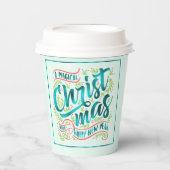 Blauwgroen kersttypografie ID441 Papieren Bekers (Voorkant)