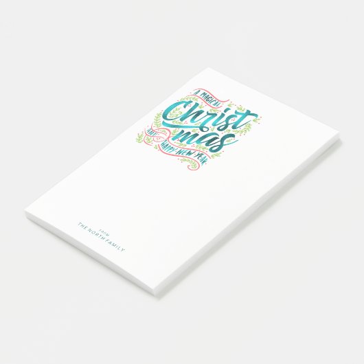 Blauwgroen  kersttypografie ID441 Post-it® Notes (Schuin)