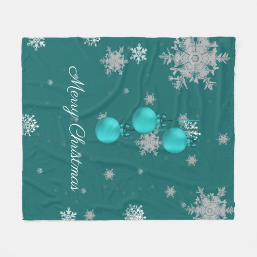 Blauwgroen kerstversiering Fleece Blanket (Voorkant (Horizontaal))